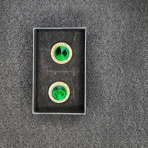 Crystal and Green Rhinestone Earrings